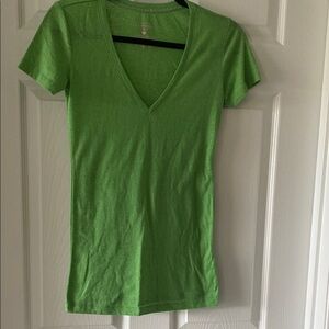 Green V-Neck Women's Top